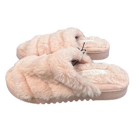 NWT ABOUND Pink Wynter‎ Fab Faux Fur Slip On Slipper Sandals (S-5/6) - Picture 8 of 9